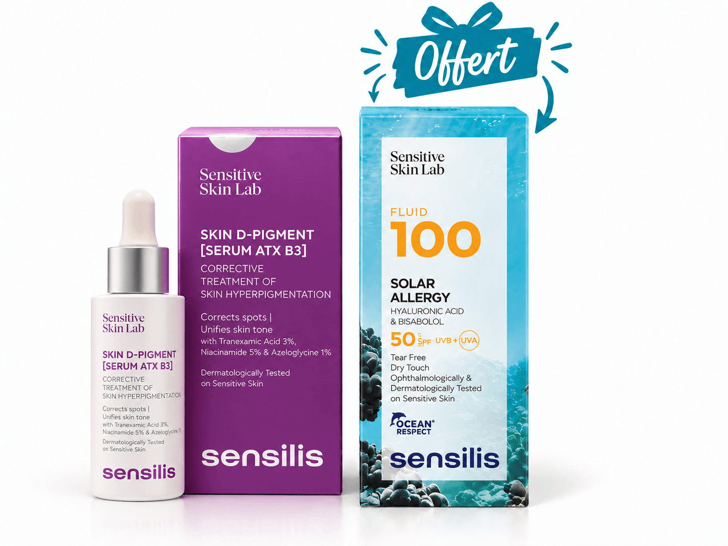 Sensilis SKIN D-Pigment [Sérum ATX B3] 30mL + Fluid100 SPF50+ 40mL Offert