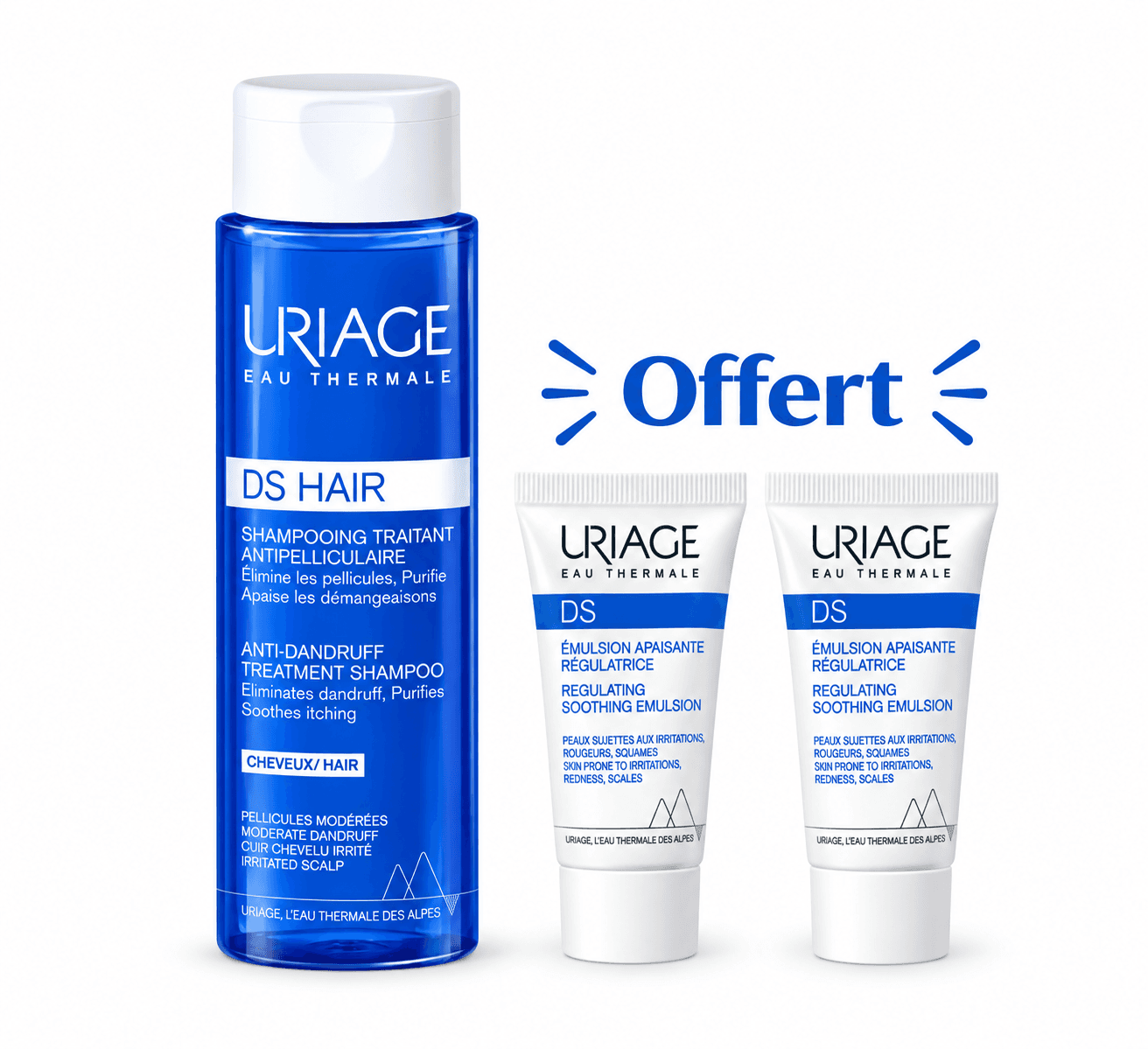 Uriage DS Hair Shampooing Anti Pelliculaire 200mL+2 Mini Doses DS Emulsion Offertes