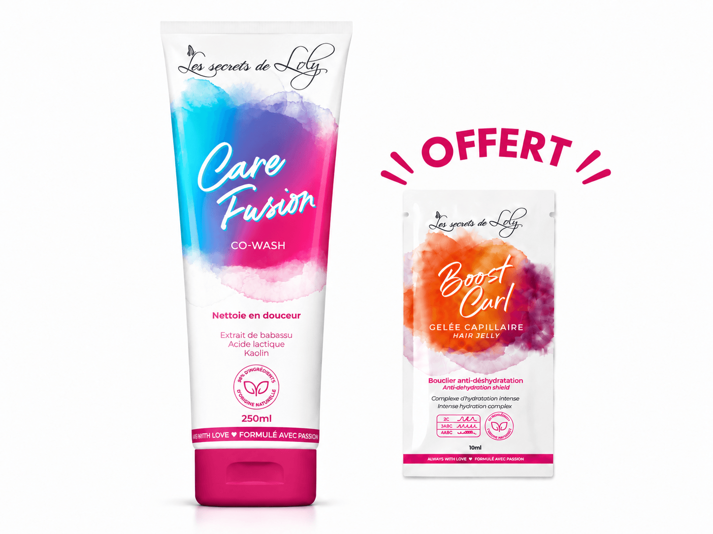 Les Secrets de Loly Care Fusion Shampooing Crème 250mL + Boost Curl 10mL Offert