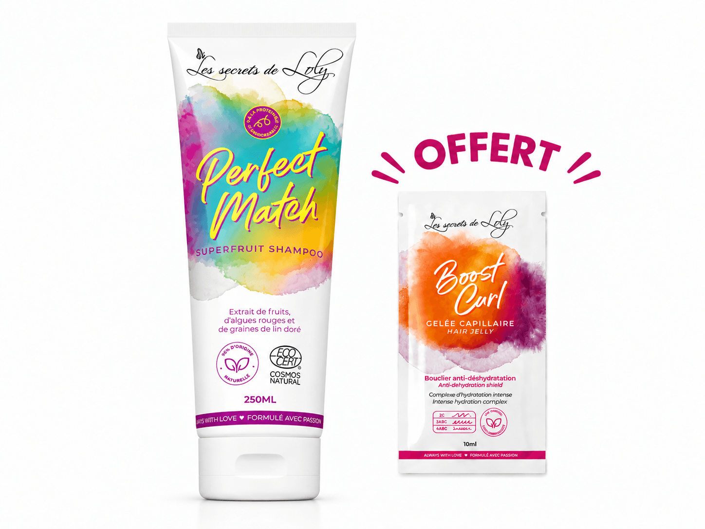 Les Secrets de Loly Shampooing Perfect Match 250mL + Boost Curl 10mL Offert