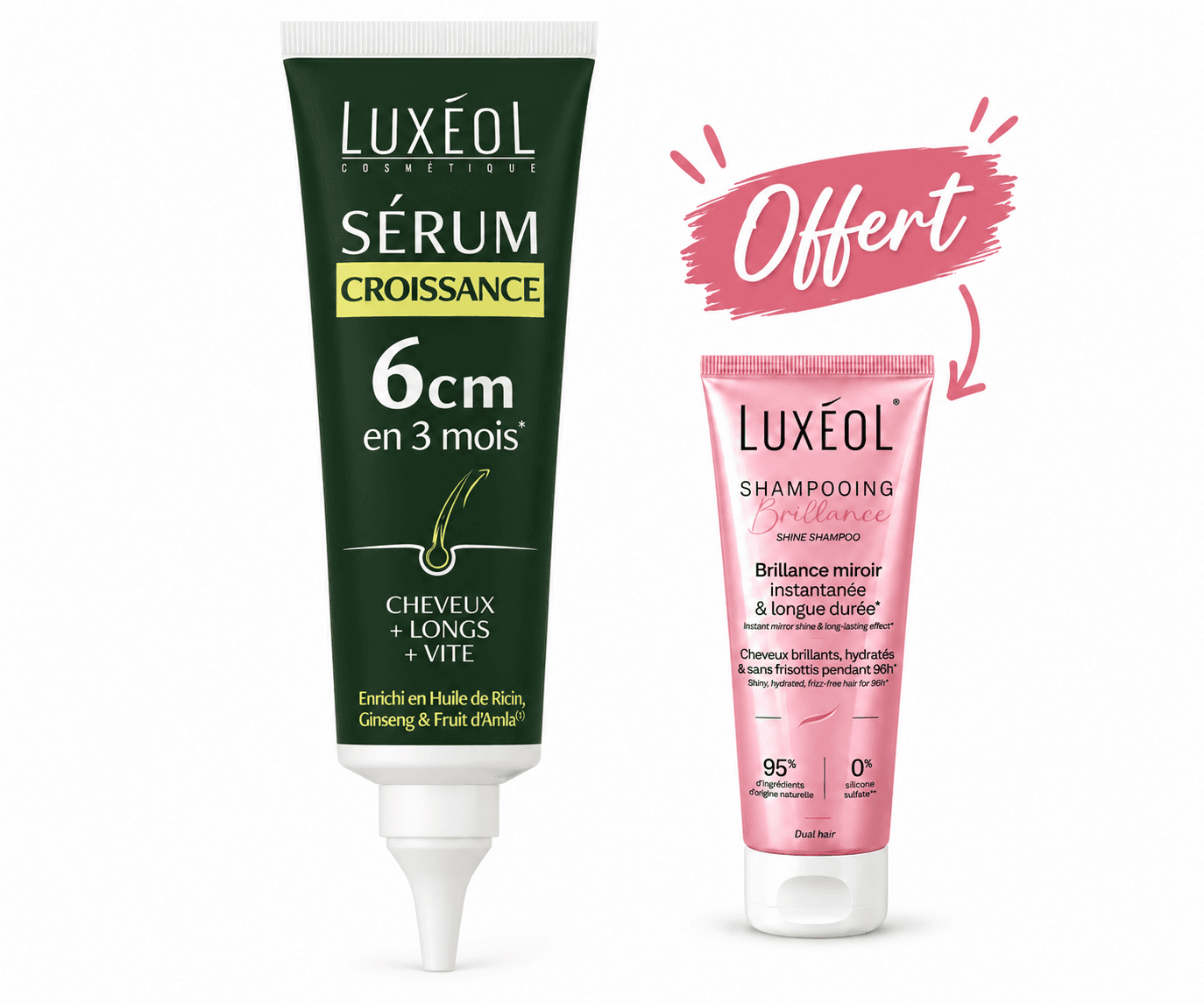 Luxeol Sérum Croissance 50mL + Shampoing Brillance 75mL Offert