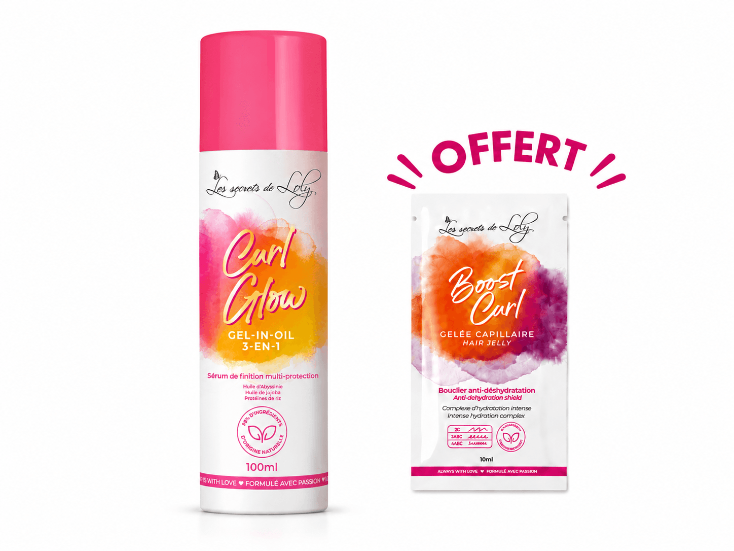 Les Secrets de Loly Curl Glow Sérum de Finition Multi-Protection 100mL + Boost Curl 10mL Offert