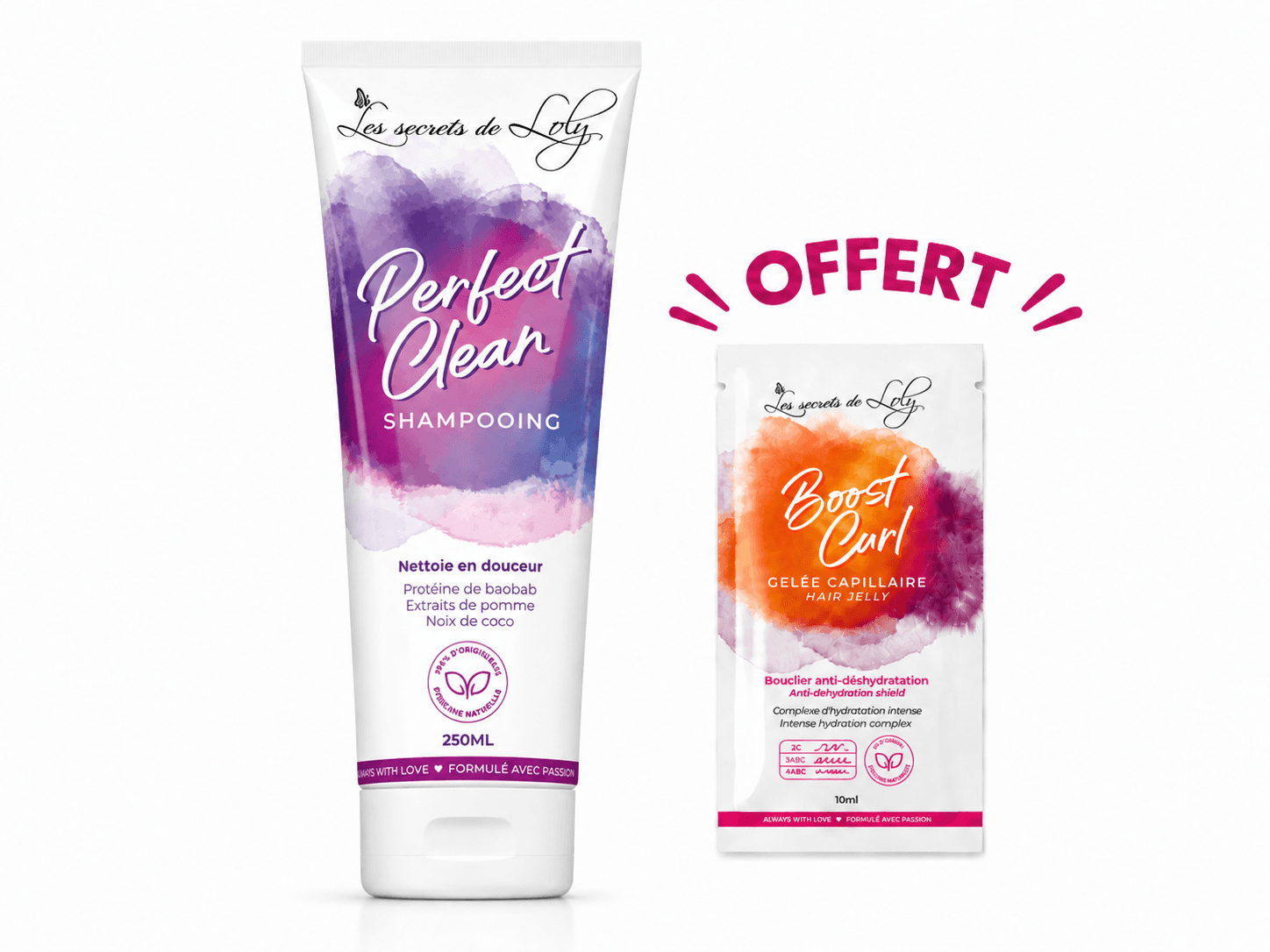 Les Secrets de Loly Perfect Clean Shampooing 250mL + Boost Curl 10mL Offert