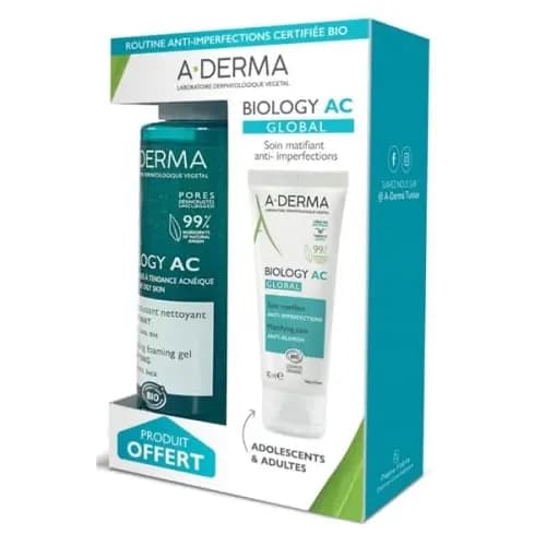 A-Derma Coffret Biology AC Global 40 mL + Biology AC Gel 100mL Offert