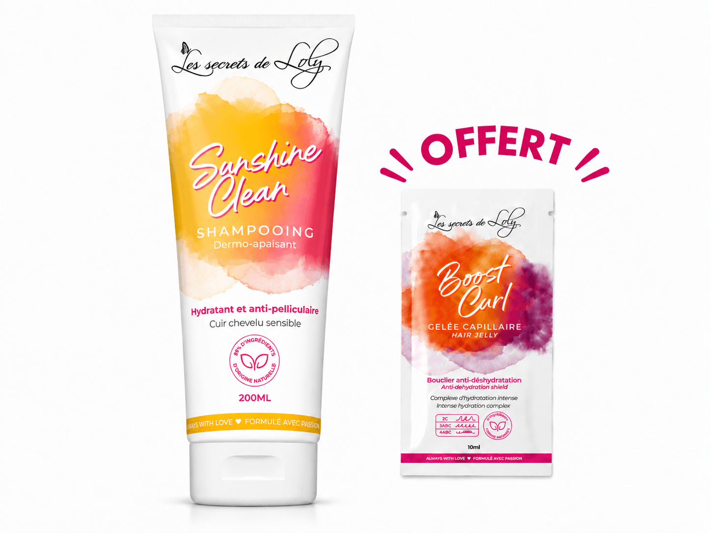 Les Secrets de Loly Sunshine Clean Shampooing 200mL + Boost Curl 10mL Offert
