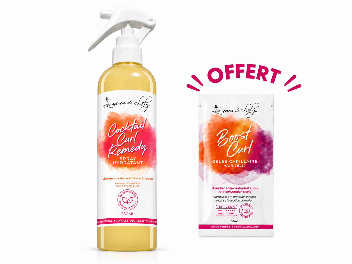 Les Secrets de Loly Cocktail Curl Remedy Sérum Hydratant et Réparateur 310mL + Boost Curl 10mL Offert