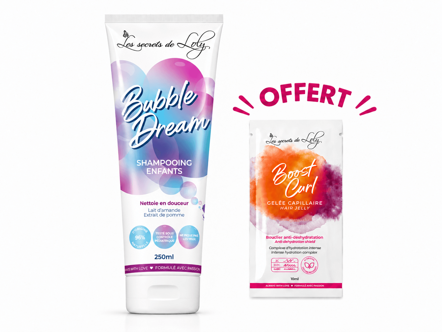 Les Secrets De Loly Bubble Dream Shampooing Doux Enfants 250mL + Boost Curl 10mL Offert