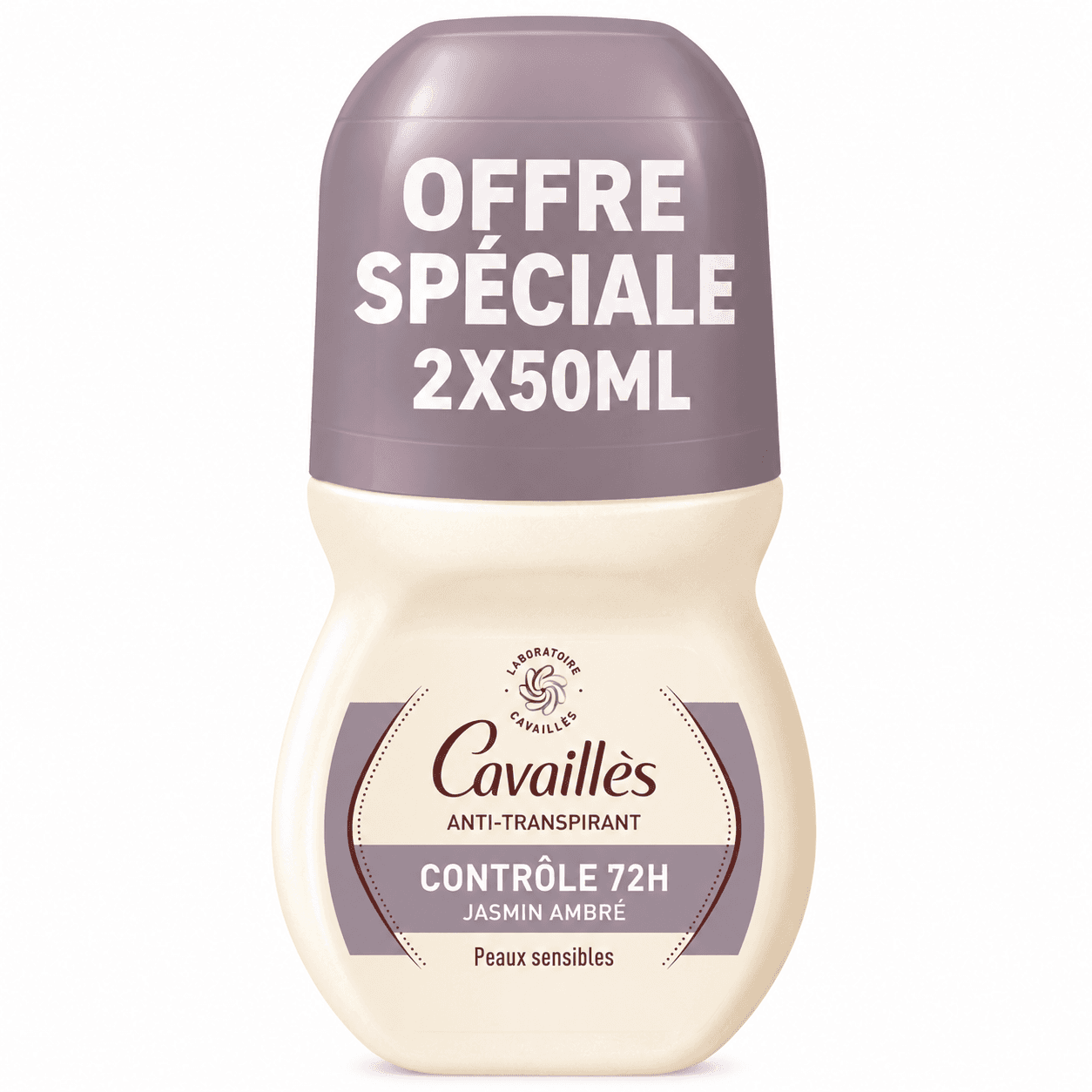 Rogé Cavaillès Lot 2 Anti-Transpirant Jasmin Ambré Contôle 72h Roll-On 50mL