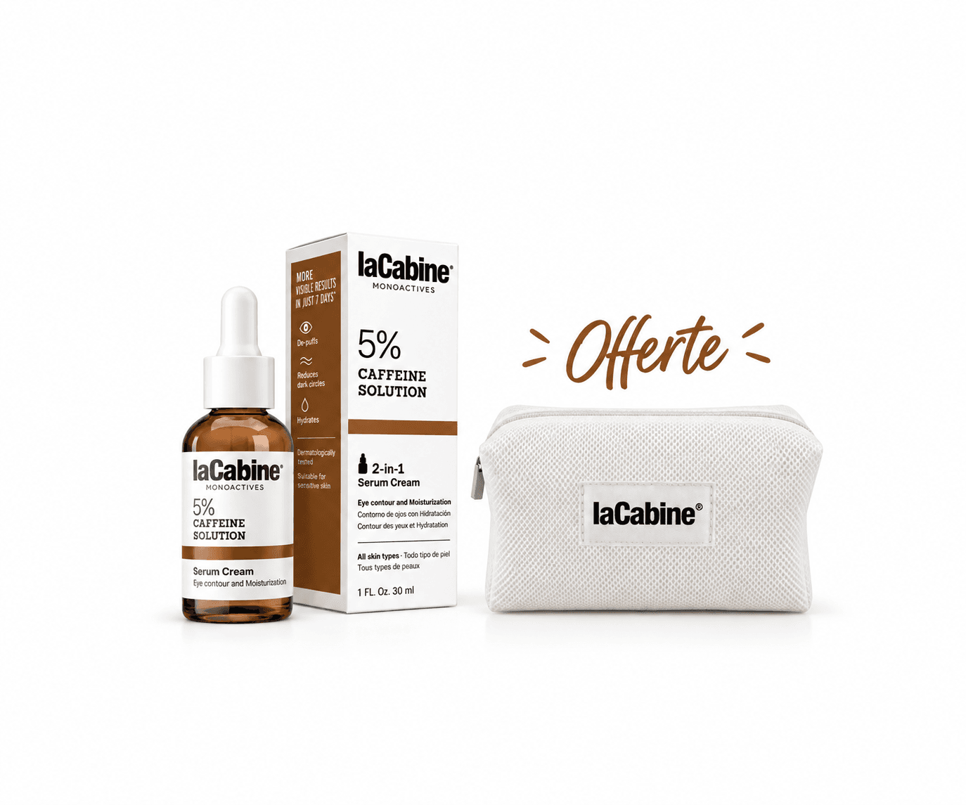 LaCabine Monoactives 5% Caffeine Solution Sérum Crème 30mL+Trousse Offerte