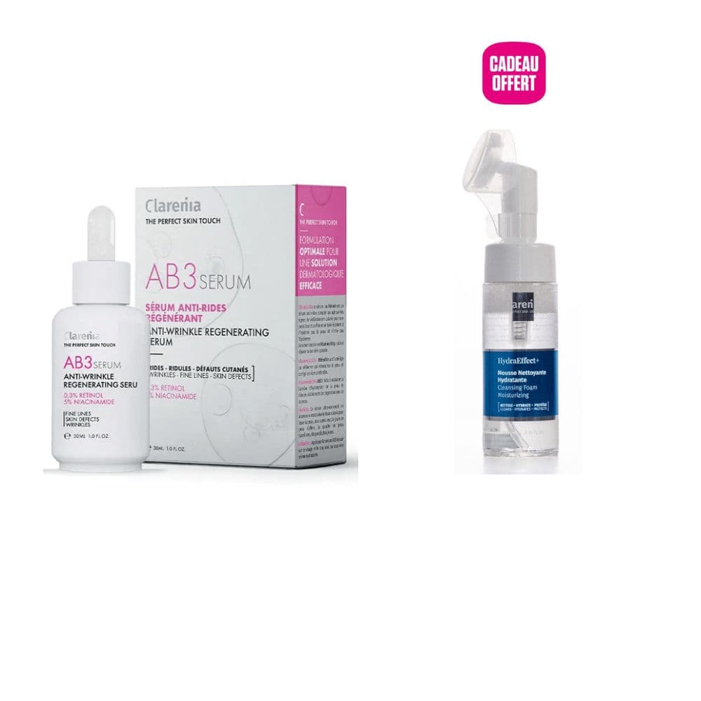 Clarenia Pack (AB3 Sérum à-Rides Régénérant 30 mL+Mousse Hydrt 150 mL Gratuit)