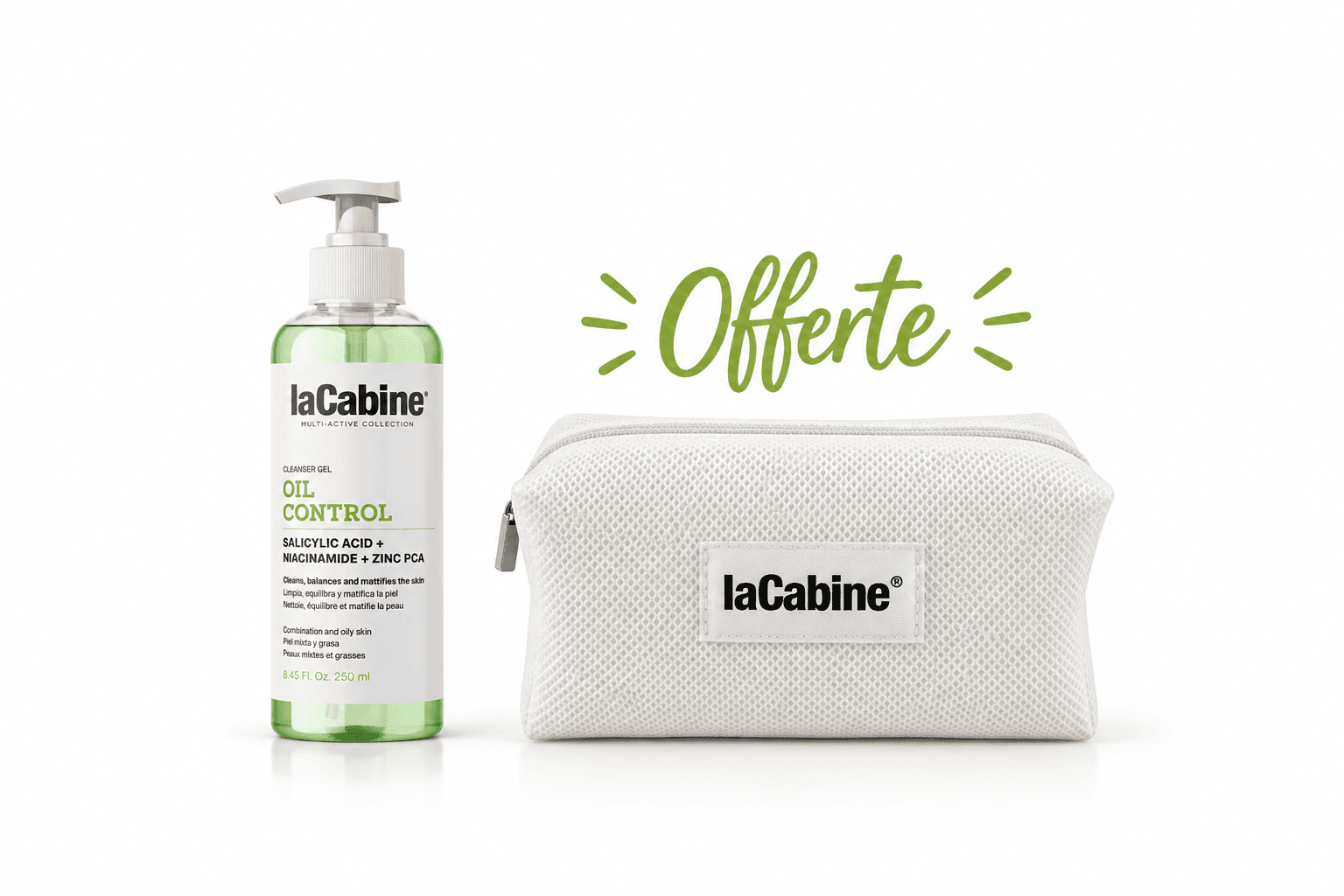 LaCabine Oil Control Gel Nettoyant Régulateur de Sébum 250mL+Trousse Offerte