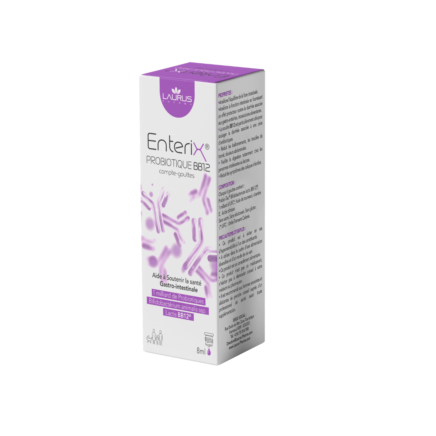 Laurus Enterix Probiotique BB12 Gouttes Buvable F/8 mL