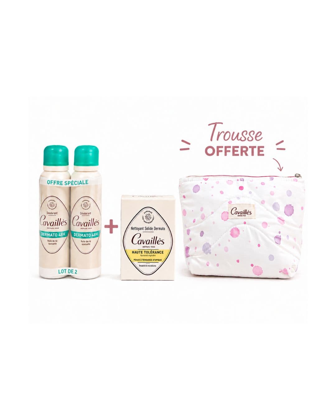 ROGE CAVAILLES Lot 2 Spray Dermato 150mL + Savon Dermato Haute Tolerance 100Gr + Trousse (Offerte)