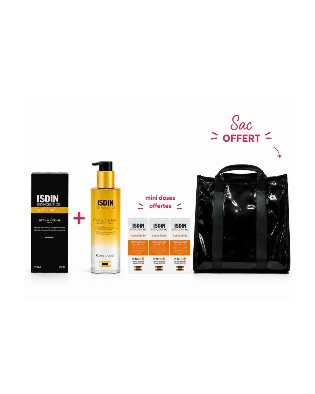 ISDIN Rejuvenate Retinal Intense Sérum 50mL + Huile Nettoyante 200mL + 3 Mini Doses Et Sac Offerts