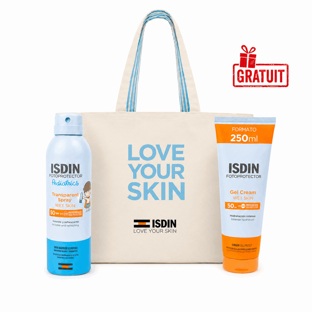 ISDIN FOTOPROTECTOR Spray Enfant SPF50+ 250mL+ Gel-Crème Adulte SPF50+ 250mL+ Sac Offert