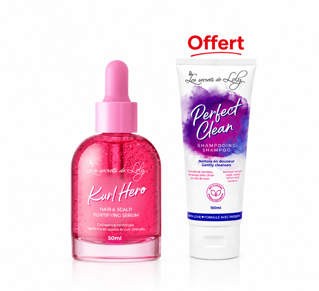 Les Secrets de Loly Kurl Hero Sérum 50mL + Shampoing Perfect Clean 100mL Offert