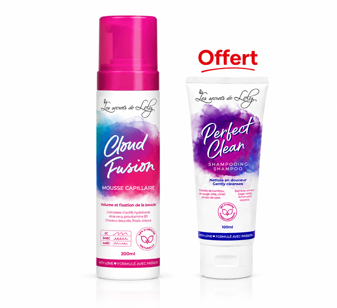 Les Secrets de Loly Cloud Fusion 200mL + Shampoing Perfect Clean 100mL Offert