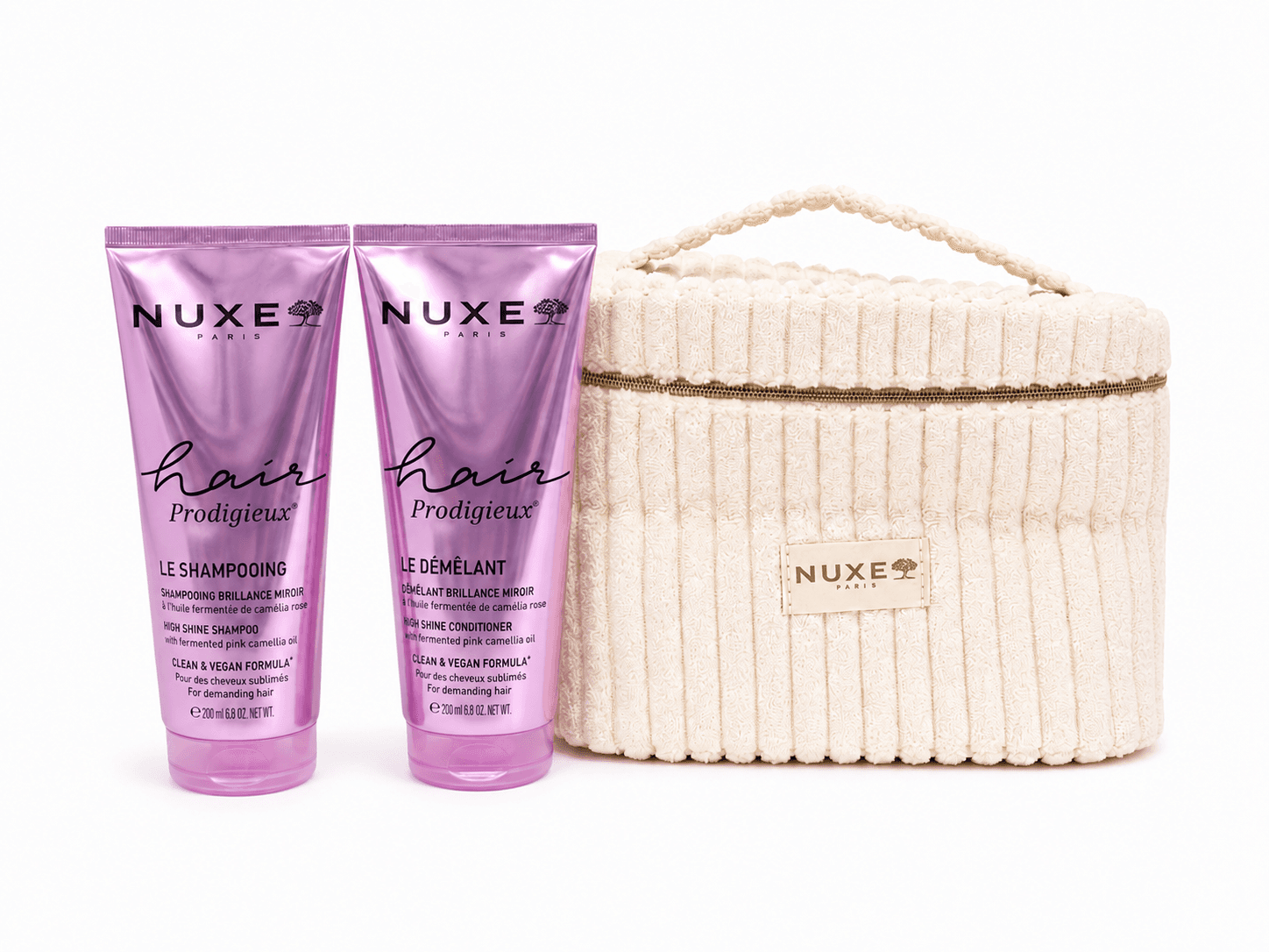NUXE Hair Prodigieux Shampoing 200mL + Le Démélant 200mL + Trousse Offerte