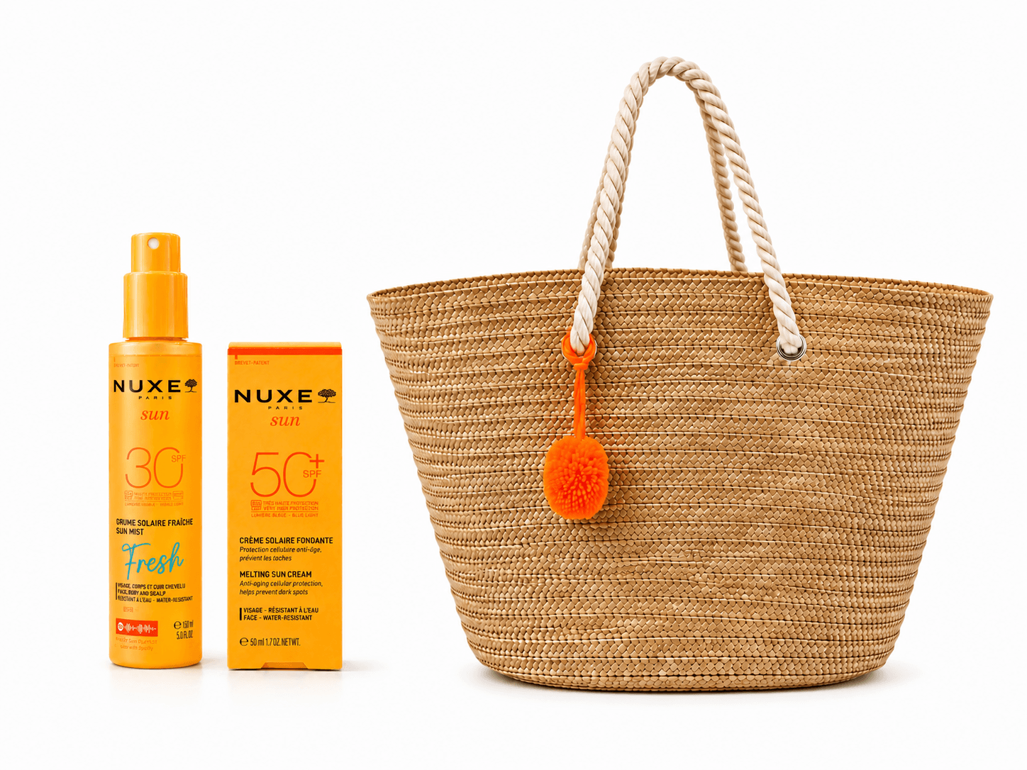 NUXE Sun Brume Solaire SPF30 150mL + Crème Solaire SPF50 50mL + Couffin Offert