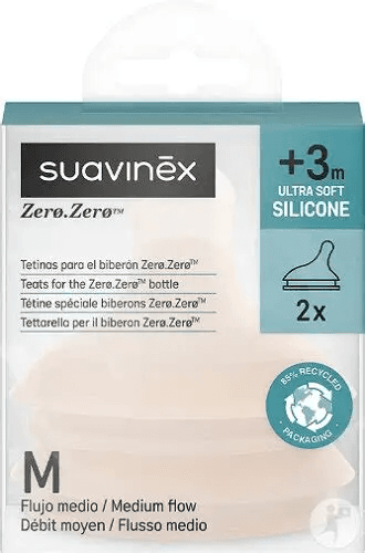 SUAVINEX Tétine Zéro Anti-Colique Débit Moyen (M) B/2 FAIR 3M+