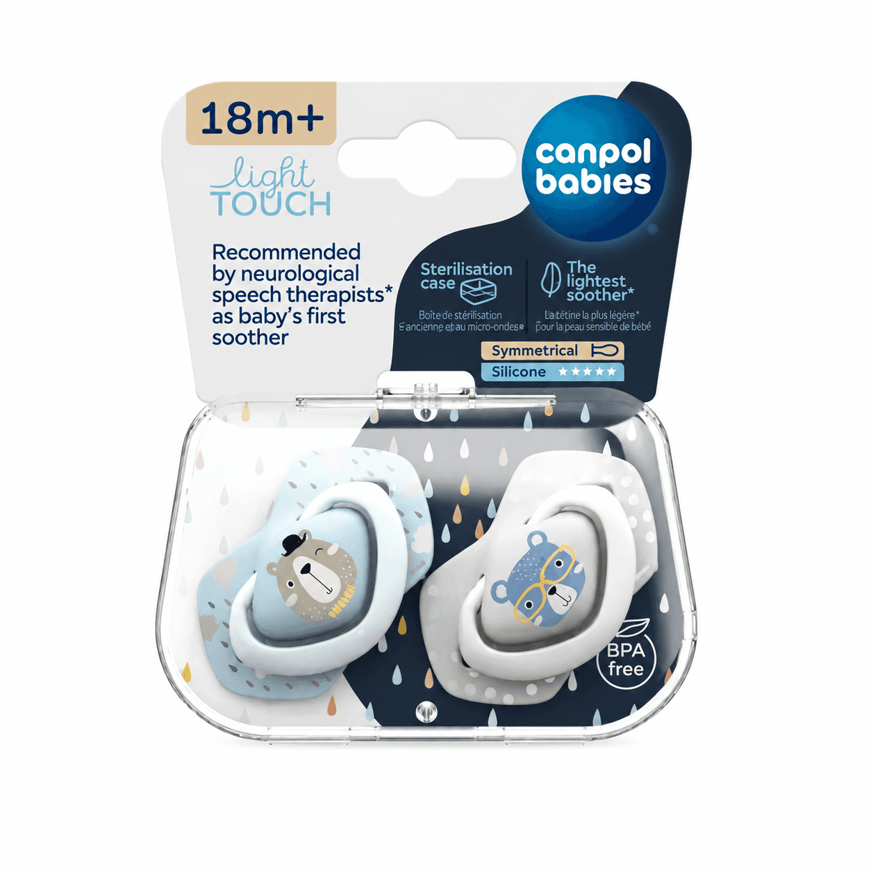 CANPOL BABIES 2 Sucettes Universelle 18M+ Bonjour Paris bleu 22/649