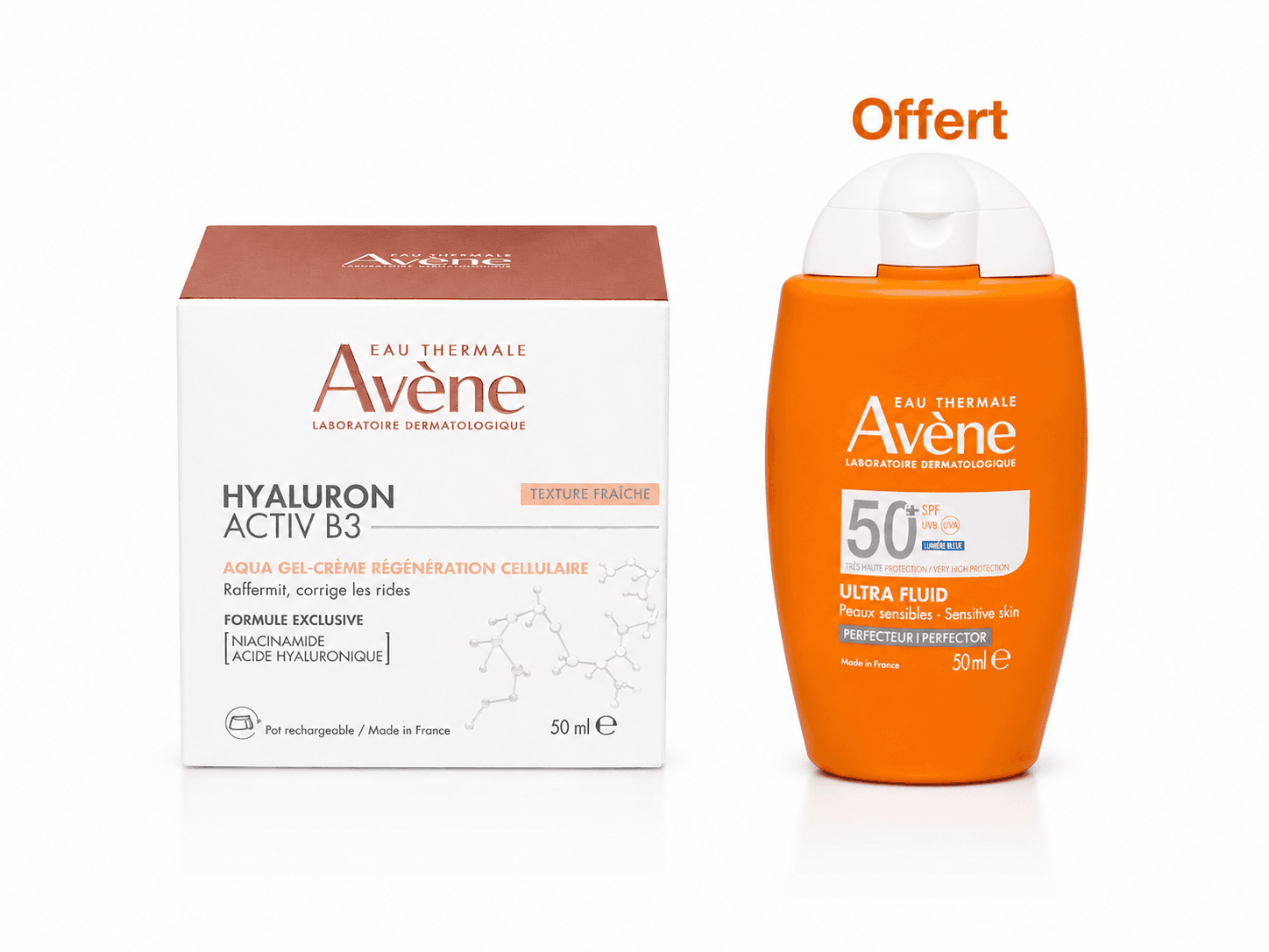 AVENE HYALURON ACTIVB3 Aqua Gel-Crème Regénération Cellulaire 50mL + UltraFluid Perfector 50mL Offert