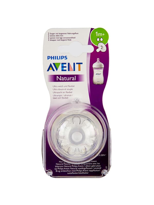 AVENT Philips 2 Tétines Naturel Débit Lent 1M+ SCF042/27