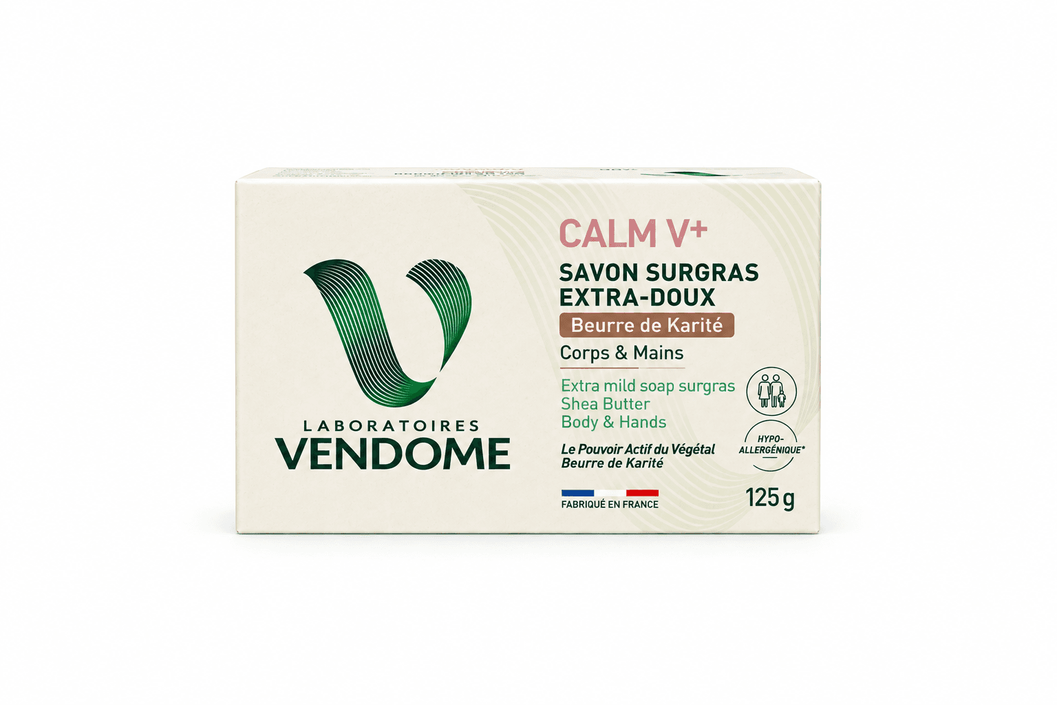 Vendôme Calm V+ Savon Surgras Extra-Doux au Beurre de Karité 125gr