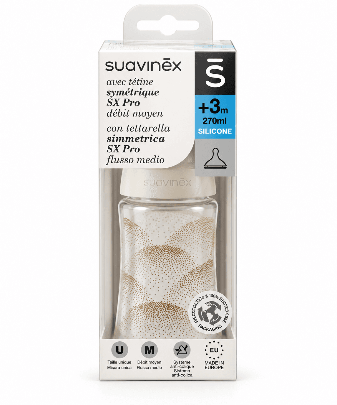 Suavinex Biberon Avec Tétine Symétrique SX PRO 3M+ 270mL