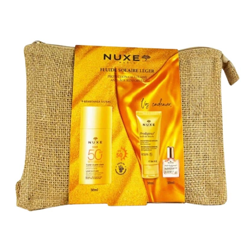 NUXE Trousse Fluide Leger SPF 50+ 50ml+prodigieux Huile de Douche 30ML (offert)+huile Prodigieuse Florale 10ML (offert)