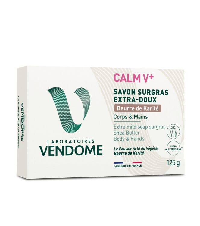 CALM V+ Savon Surgras Extra-doux Beurre de Karité Corps & Mains – 125g