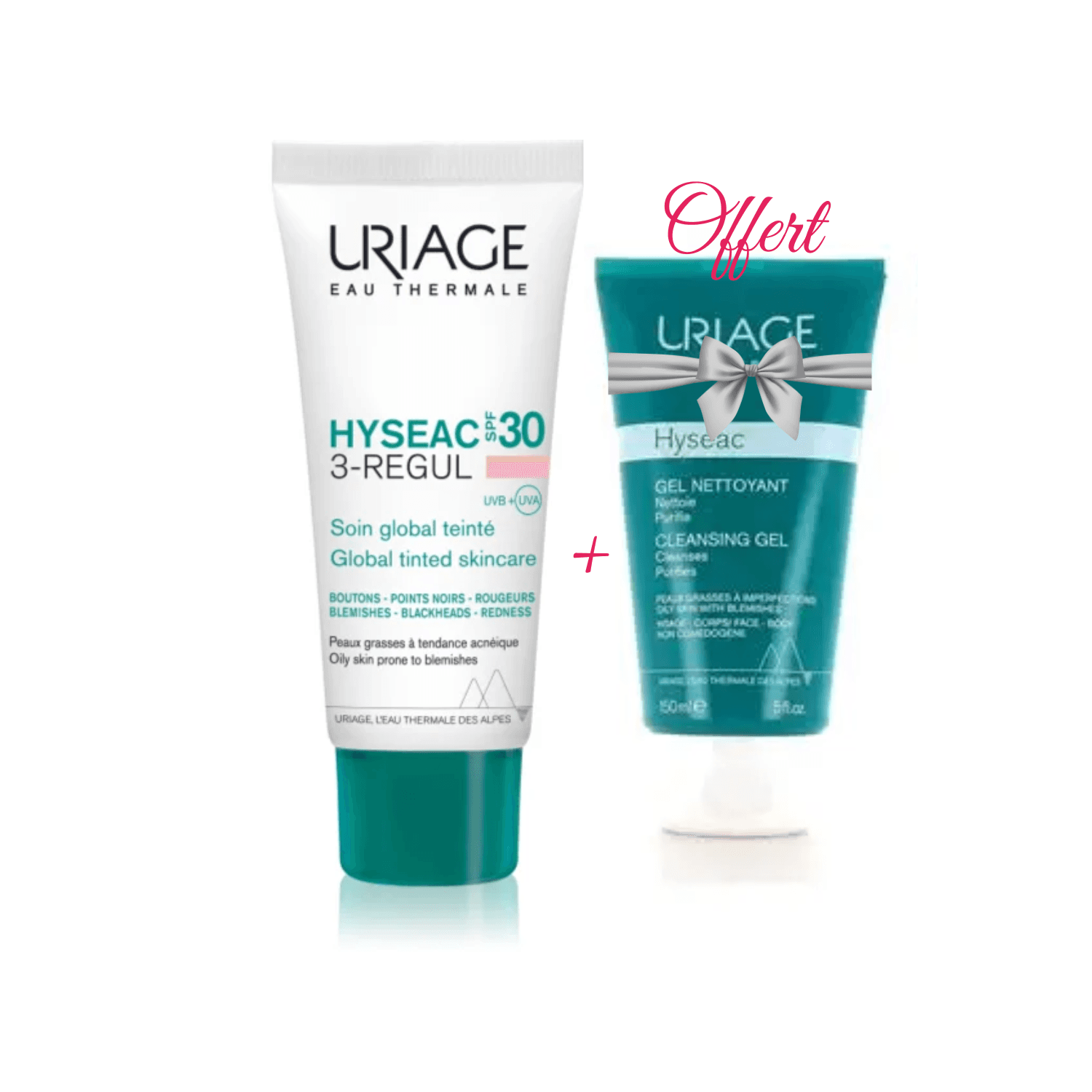 URIAGE HYSEAC 3-REGUL SPF 30 SOIN GLOBAL TEINTE 40ML + OFFERT HYSEAC GEL NETTOYANT ANTI-IMPERFECTIONS 50ML