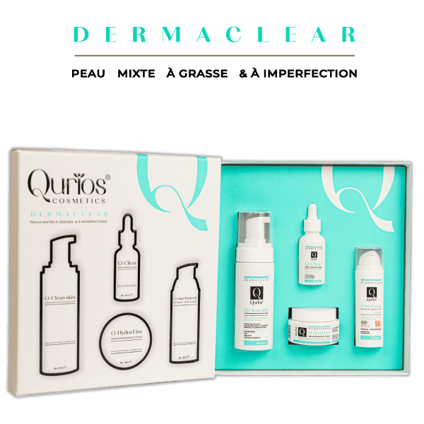QURIOS DERMASENS COFFRET (MOUSSE NETTOYANTE 150ML+ SERUM 30ML+ CREME VISAGE 50ML+ ECRAN SOLAIRE 50ML) PEAUX MIXTES A GRASSES & A IMPERFECTIONS