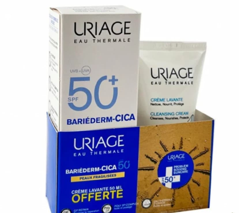 URIAGE COFFRET BARIDERM CICA CREME SPF50, 40ML +CREME LAVANTE 50ML OFFERTE