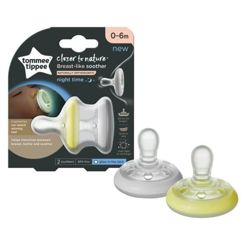 TOMMEE TIPPEE SUCETTE BREAST LIKE NUIT 0-6M *2
