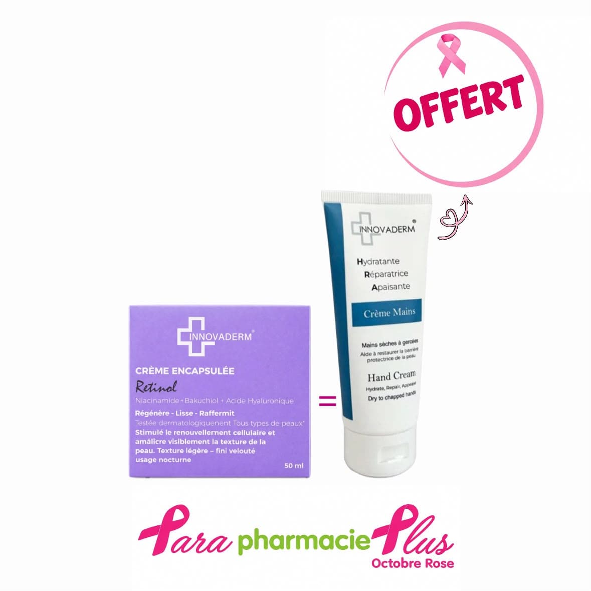 INNOVADERM CREME ENCAPSULEE RETINOL 50ML + CREME MAINS OFFERTE