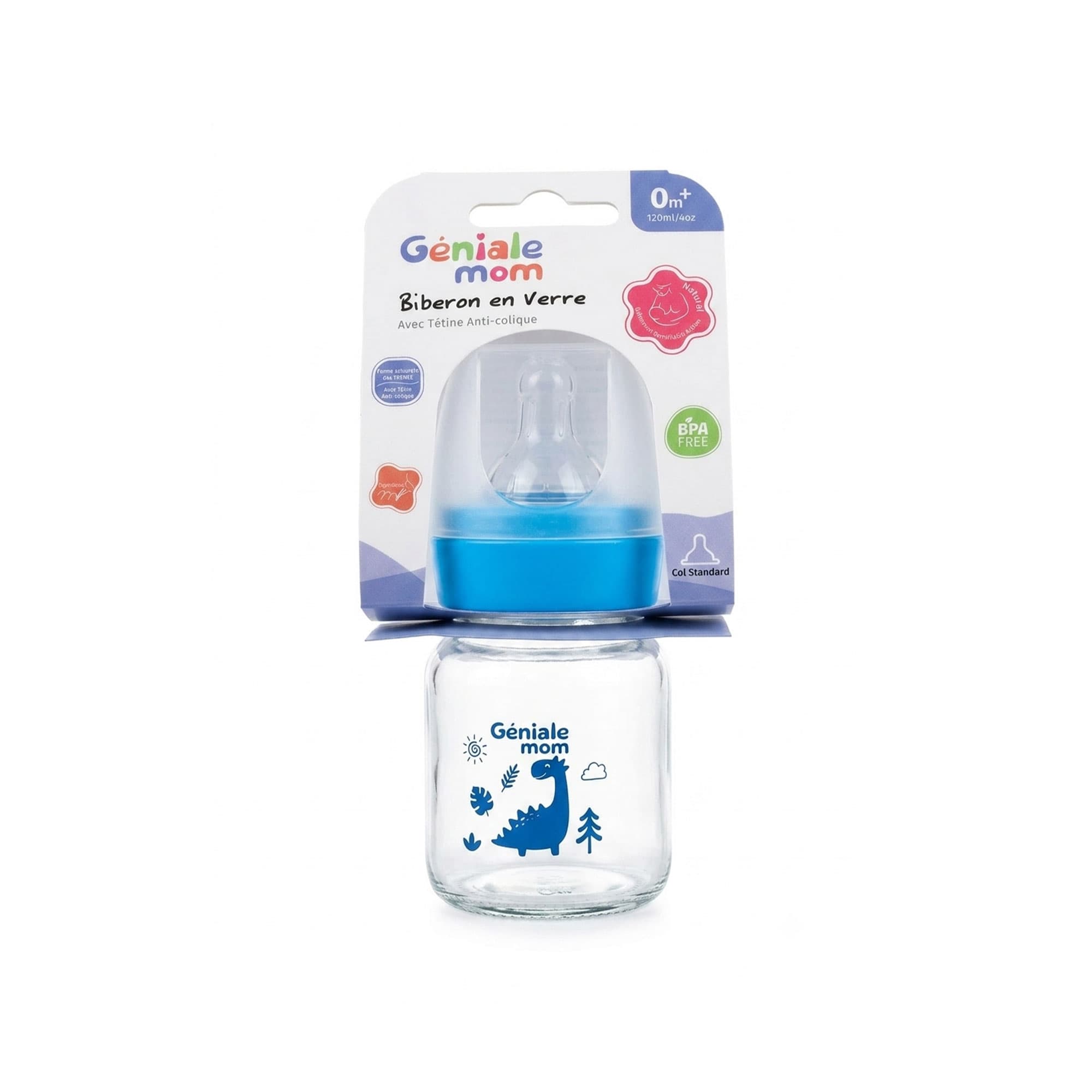 Géniale Mom Biberon En Verre 0m+ 60 ML