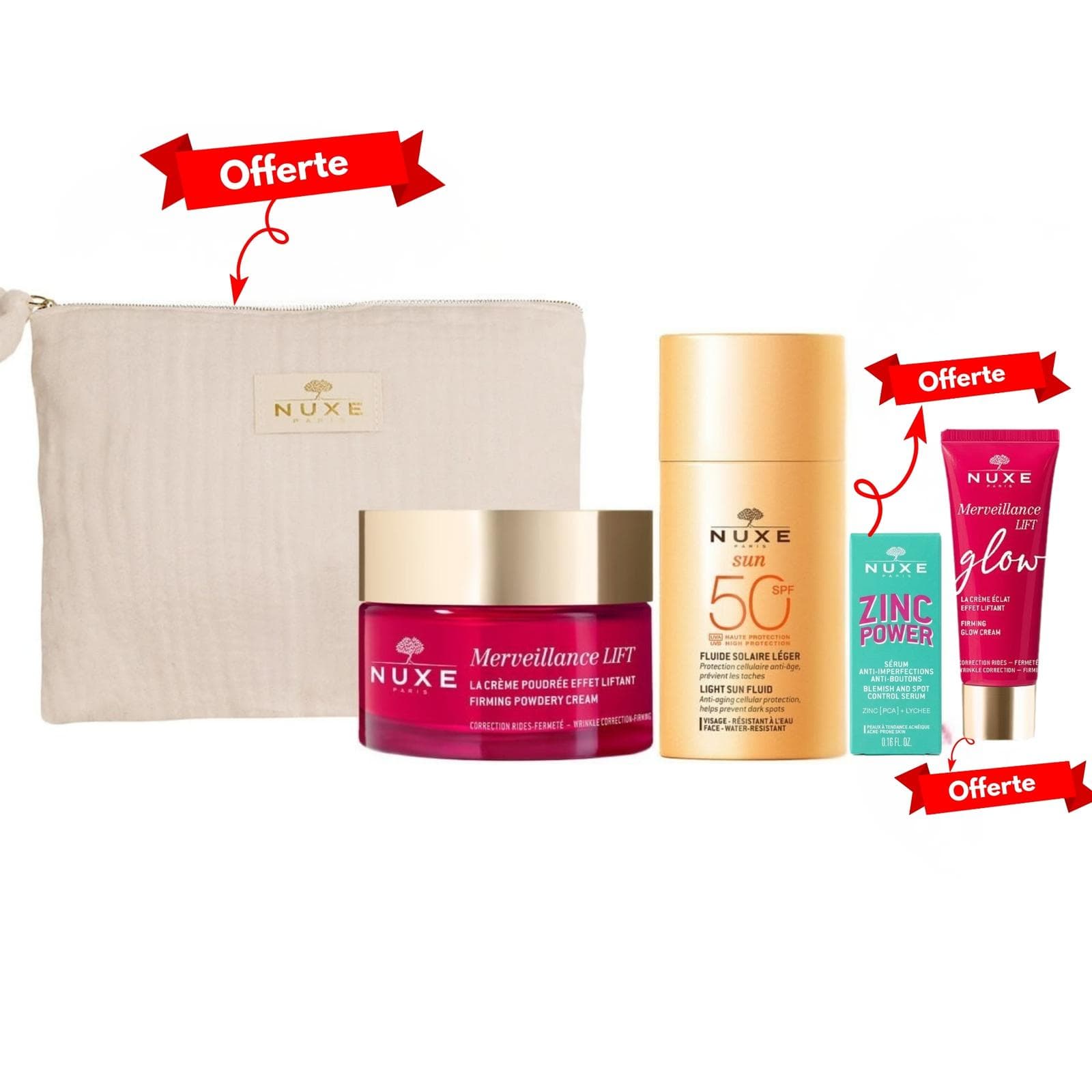 NUXE Trousse Merveillance LIFT La Crème Poudrée & NUXE Sun Fluide Solaire Léger SPF 50