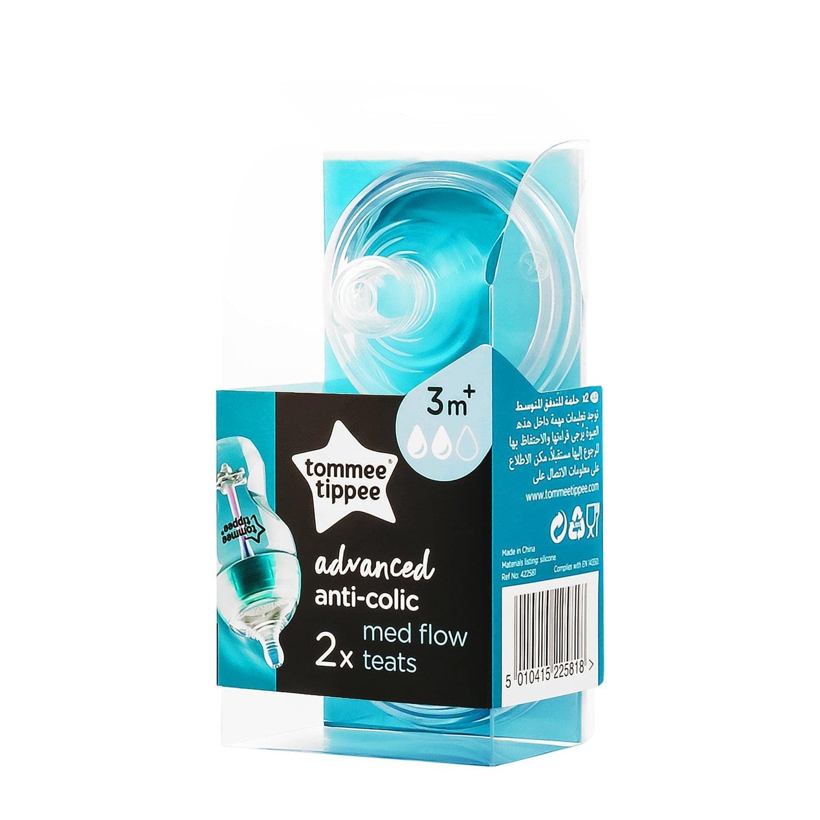 TOMMEE TIPPEE Advanced 2 Tétines à Débit Moyen Anti-colique 3m+