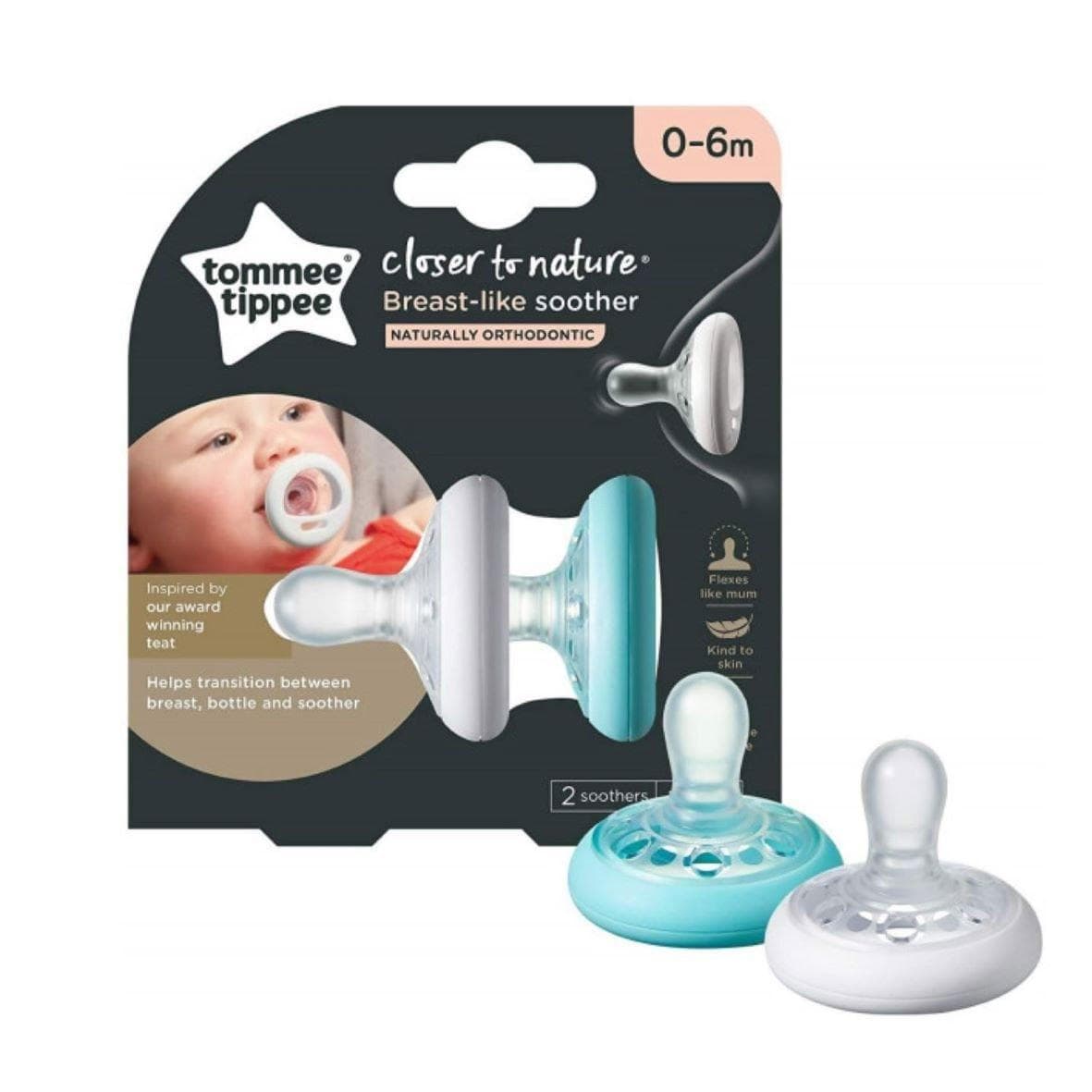 TOMMEE TIPPEE 2 Sucettes Closer To Nature Breast-Like