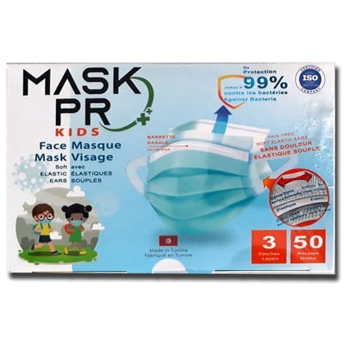 50 MASQUES Chirurgicaux Pour Enfants Bavette Avec Barre Nasale