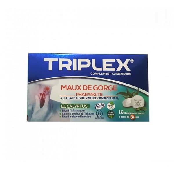 TRIPLEX Maux de gorge eucalyptus 16 comprimes