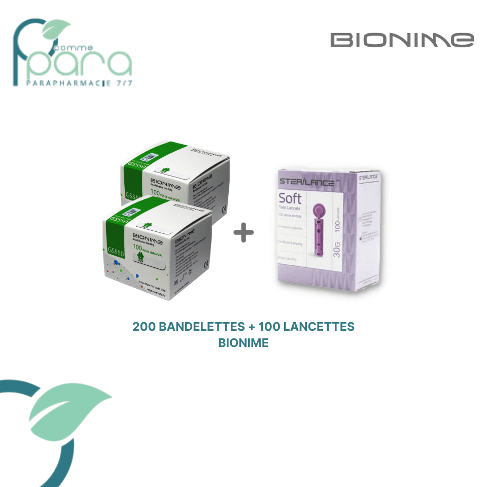 BIONIME PACK 200 Bandelettes+100 Lancettes