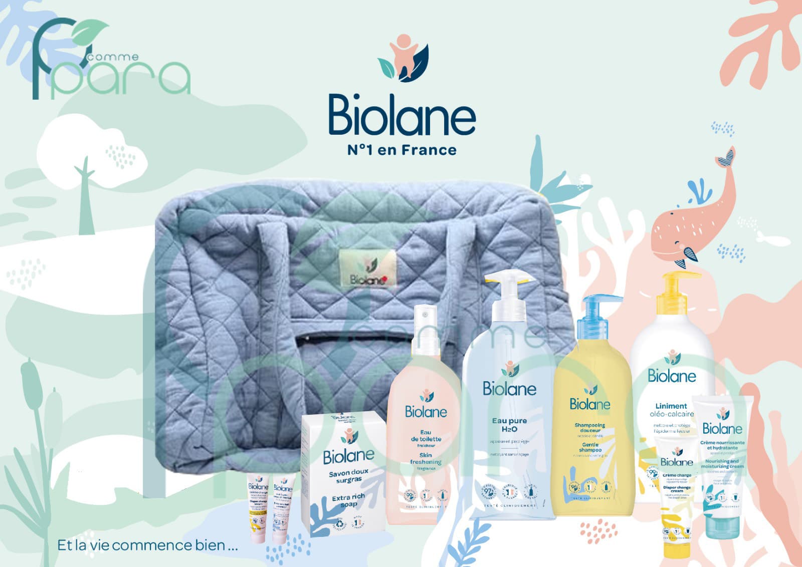 BIOLANE Sac Trousseau Bébé et Maman Vert