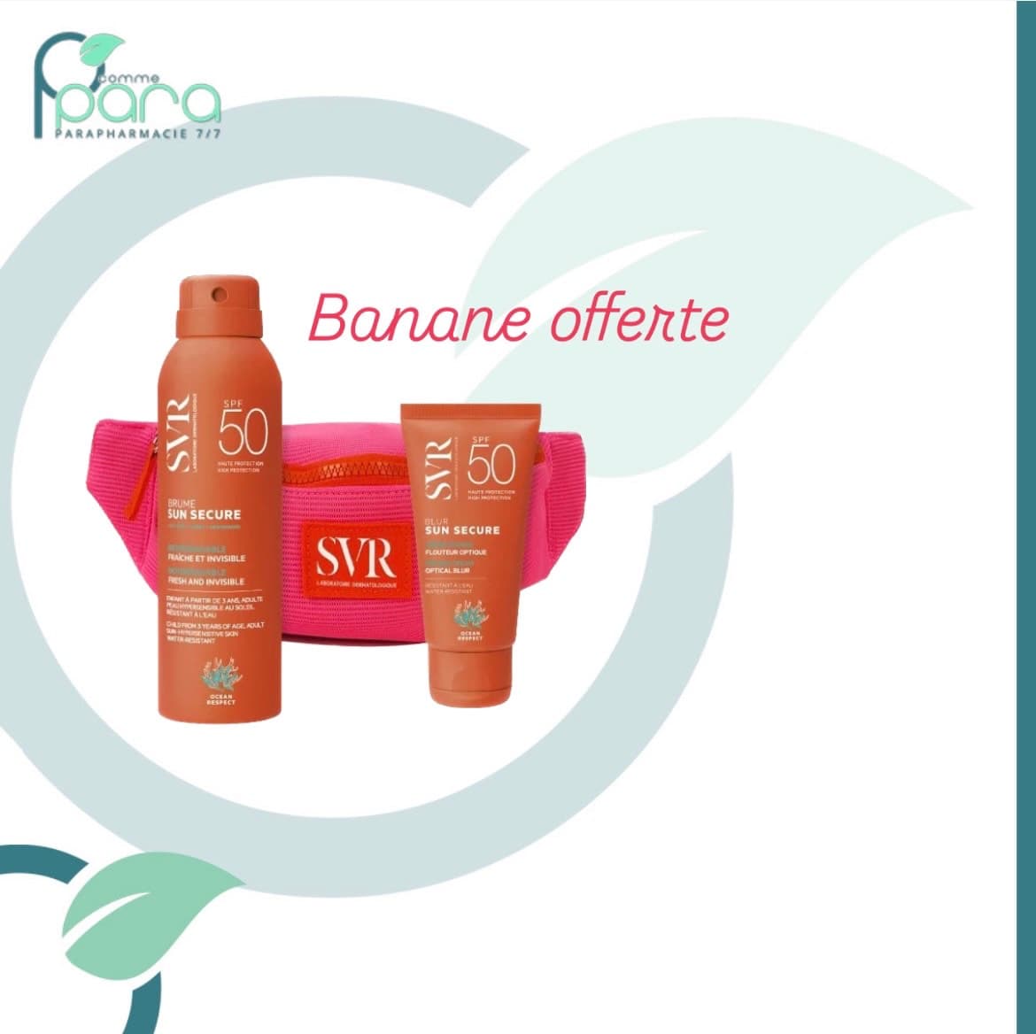 SVR Pack Sun Secure Brume+Blur+Banane OFFERTE