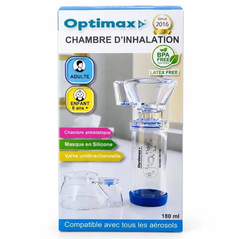 OPTIMAX CHAMBRE D’INHALATION ADULTE ET ENFANT 6ANS+180ML