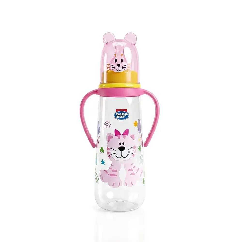 baby pur biberon Calinou pp avec anse rose 250 ml REF (72035)