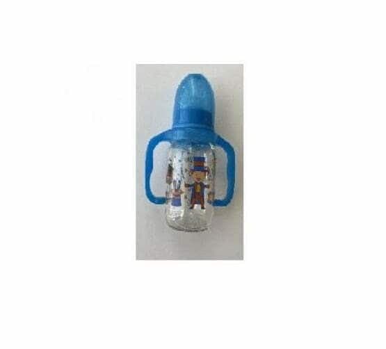BABY PUR biberon bleu en verre 120 avec anses