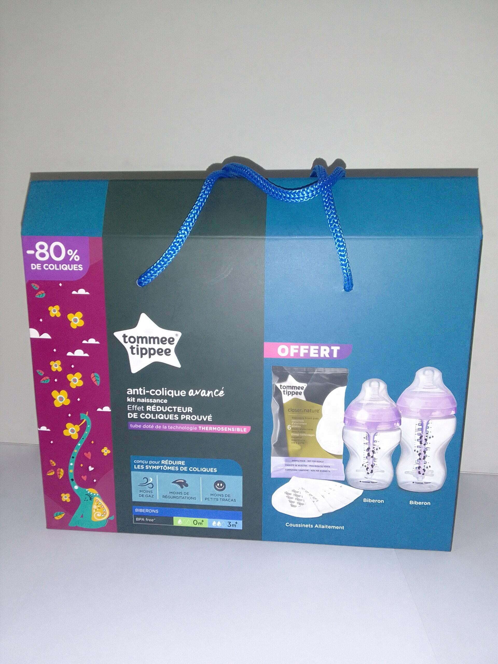 TOMMEE TIPPEE PACK AAC BIBERON PANDA LILAS 340ML+ BIBERON PANDA LILAS 260ML+ ” COUSSINETS D’ALLAITEMENT ” OFFERT