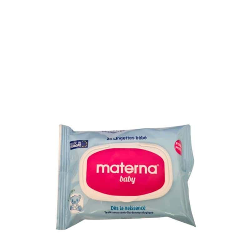 Materna Baby Lingettes Bleues Format Pocket 20